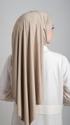 Bej Arkadan Bağlamalı Şal Viskon Kumaş Üç Bantlı - Hürrem Bone 2103_12