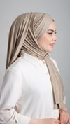 Bej Arkadan Bağlamalı Şal Viskon Kumaş Üç Bantlı - Hürrem Bone 2103_12
