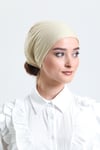 Bej Arkadan Bağlamalı Tesettür Bone Penye Kumaş Düz Bone - Hürrem Bone 1011_12