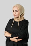 Bej Bağcıklı Peluş Balaklava Boyunluklu Bere Jakar Düz - Hürrem Bone 2327_12
