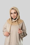 Bej Bağcıklı Peluş Salaş Balaklava Boyunluklu Bere Jakar Düz - Hürrem Bone 2328_12
