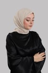 Bej Düz Klasik Eşarp İtalyan Dikişli Pamuk Caz Sade - Hürrem Bone 202210_12
