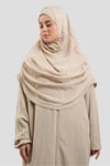 Bej İki Parça Fermuarlı Namaz Elbisesi Dokuma Kendinden Desenli - Hürrem Bone 2516_12
