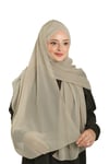 Bej Pratik Hazır Geçmeli Bone Şal Şifon Drapeli - Hürrem Bone 2507_12