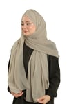 Bej Pratik Hazır Geçmeli Bone Şal Şifon Drapeli - Hürrem Bone 2507_12
