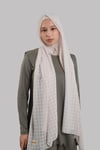 Bej Pratik Hazır Geçmeli Şal Desenli Şifon Hijab Boneli - Hürrem Bone 2415_12