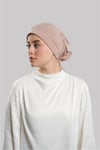 Bej Pratik Hazır Geçmeli Tesettür Bone Sandy Kumaş Pileli Nervürlü Güllü - Hürrem Bone 1806_12