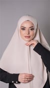 Bej Pratik Hazır Geçmeli Tesettür Eşarp Aerobin Kumaş Düz Hijab - Hürrem Bone 2309_12