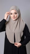 Bej Pratik Hazır Geçmeli Tesettür Eşarp Sandy Kumaş Yırtmaçlı Düz Hijab - Hürrem Bone 2310_12