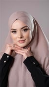 Bej Pratik Hazır Geçmeli Tesettür Eşarp Pamuk Caz Kumaş Tek Katlı Çapraz Hijab - Hürrem Bone 2305_12