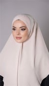 Bej Pratik Hazır Geçmeli Tesettür Eşarp Aerobin Kumaş Düz Hijab - Hürrem Bone 2309_12