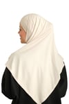 Bej Pratik Hazır Geçmeli Tesettür Eşarp Viskon Boneli Büyük Boy - Hürrem Bone 1290BV_12