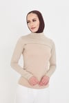 Bej Tesettür Balıkçı Yaka Boyunluklu Kolluk Viskon Düz - Hürrem Bone 1025_12