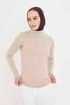 Bej Tesettür Balıkçı Yaka Boyunluklu Kolluk Viskon Düz - Hürrem Bone 1025_12