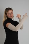 Bej Tesettür Parmak Geçmeli Kolluk Viskon Düz - Hürrem Bone 1024_12
