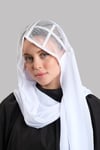 Beyaz Arkadan Bağlamalı Abiye Şal Şifon Kare Desenli Taşlı - Hürrem Bone 1900_42