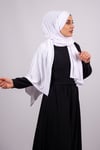 Beyaz Arkadan Bağlamalı Şal Viskon Kumaş Üç Bantlı - Hürrem 2103