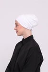 Beyaz Arkadan Bağlamalı Tesettür Bone Viskon Kumaş Dikişsiz Geçmeli Likralı İç Bone - Hürrem Bone 3010_42