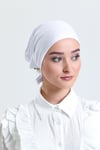 Beyaz Arkadan Bağlamalı Tesettür Bone Penye Kumaş Düz Bone - Hürrem Bone 1011_42