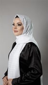 Beyaz Desenli Şal Şifon Kumaş Kareli Çizgili - Hürrem Bone 202107_42