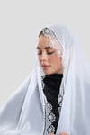 Beyaz Namaz Başörtüsü Şal Şifon Güpürlü - Hürrem Bone 202106_42