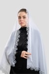 Beyaz Namaz Başörtüsü Şal Şifon Güpürlü - Hürrem Bone 202106_42