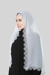Beyaz Namaz Başörtüsü Şal Şifon Güpürlü - Hürrem Bone 202106_42