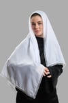 Beyaz Nikah Namaz Başörtüsü Eşarp Kesik Elyaf Boncuklu Güpürlü - Hürrem Bone 202213_42
