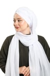 Beyaz Pratik Hazır Geçmeli Bone Şal Şifon Drapeli - Hürrem Bone 2507_42