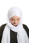 Beyaz Pratik Hazır Geçmeli Bone Şal Şifon Drapeli - Hürrem Bone 2507_42