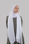Beyaz Pratik Hazır Geçmeli Şal Desenli Şifon Hijab Boneli - Hürrem Bone 2415_42