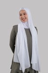 Beyaz Pratik Hazır Geçmeli Şal Desenli Şifon Hijab Boneli - Hürrem Bone 2415_42