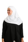Beyaz Pratik Hazır Geçmeli Tesettür Eşarp Viskon Boneli Büyük Boy - Hürrem Bone 1290BV_42