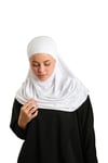 Beyaz Pratik Hazır Geçmeli Tesettür Eşarp Viskon Boneli Büyük Boy - Hürrem Bone 1290BV_42