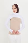 Beyaz Tesettür Balıkçı Yaka Boyunluklu Kolluk Viskon Düz - Hürrem Bone 1025_42
