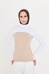 Beyaz Tesettür Balıkçı Yaka Boyunluklu Kolluk Viskon Düz - Hürrem Bone 1025_42