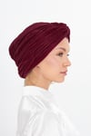Bordo Çapraz Büzgülü Tesettür Bone Fukuro Piliseli - Hürrem Bone 2512_16