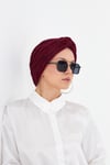Bordo Çapraz Büzgülü Tesettür Bone Fukuro Piliseli - Hürrem Bone 2512_16