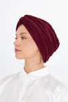 Bordo Çapraz Büzgülü Tesettür Bone Fukuro Piliseli - Hürrem Bone 2512_16