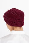 Bordo Çapraz Büzgülü Tesettür Bone Fukuro Piliseli - Hürrem Bone 2512_16