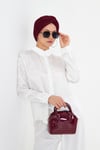 Bordo Çapraz Büzgülü Tesettür Bone Fukuro Piliseli - Hürrem Bone 2512_16