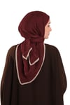 Bordo Müslin Eşarp Biyeli Nefes Alan Pamuksu Dokulu Krinkıl - Hürrem Bone 202214_16
