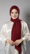 Bordo Pratik Hazır Geçmeli Bone Şal Şifon Kendinden Boneli İki Bantlı - Hürrem Bone 1452_16