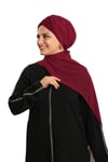 Bordo Pratik Hazır Geçmeli Bone Şal Şifon Drapeli - Hürrem Bone 2507_16