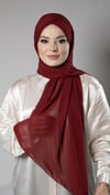 Bordo Pratik Hazır Geçmeli Bone Şal Şifon Kendinden Boneli İki Bantlı - Hürrem Bone 1452_16