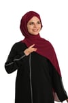 Bordo Pratik Hazır Geçmeli Bone Şal Şifon Drapeli - Hürrem Bone 2507_16