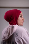 Bordo Pratik Hazır Geçmeli Bone Viskon Kumaş Hijab Spor - Hürrem 2106