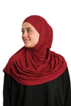 Bordo Pratik Hazır Geçmeli Tesettür Eşarp Viskon Boneli Büyük Boy - Hürrem Bone 1290BV_16