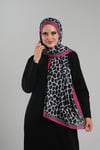 Fuşya Desenli Şal Kesik Elyaf Dijital Baskılı Pamuksu Leopar - Hürrem Bone 202116_20