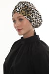 Gold Drapeli Salaş Tesettür Bone Sandy Leopar Desen - Hürrem Bone 2510_03